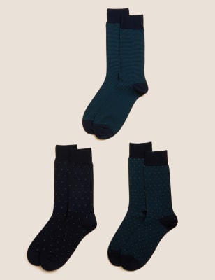 

Marks & Spencer 3pk Assorted Egyptian Cotton Rich Socks (MALE, TEAL MIX)