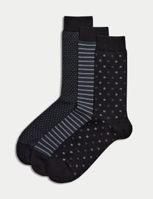 

Mens M&S Collection 3pk Egyptian Cotton Rich Socks - Black Mix, Black Mix