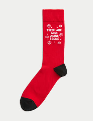 

Mens M&S Collection Cotton Rich Xmas Socks - Red Mix, Red Mix