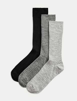 

Mens Autograph 3pk Lambswool Rich Socks - Grey Mix, Grey Mix