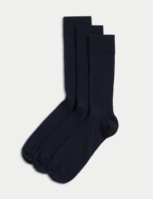 

Mens M&S Collection 3pk Lambswool Smart Socks - Midnight Navy, Midnight Navy