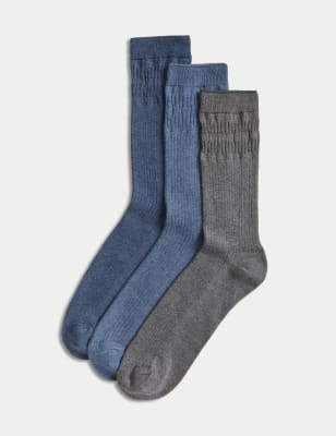 

Mens M&S Collection 3pk Gentle Grip Cool & Fresh™ Socks - Blue Mix, Blue Mix