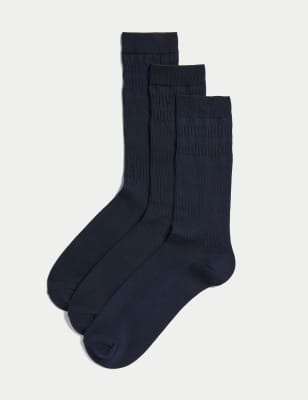 

Mens M&S Collection 3pk Gentle Grip Cool & Fresh™ Socks - Dark Navy, Dark Navy