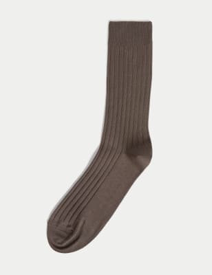 

Mens Autograph 1pk Egyptian Cotton Rich Ribbed Socks - Mole, Mole