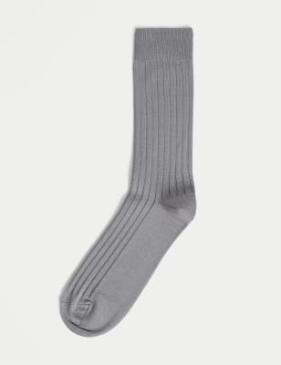 

Mens Autograph 1pk Egyptian Cotton Rich Ribbed Socks - Dove, Dove