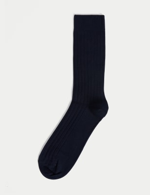 

Mens Autograph 1pk Egyptian Cotton Rich Ribbed Socks - Dark Navy, Dark Navy