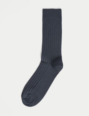 

Autograph Pack de 1 par de calcetines de algodón egipcio acanaladosMens - Carbon, Carbon