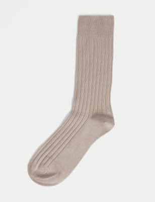 

Mens Autograph 1pk Egyptian Cotton Rich Ribbed Socks - Taupe, Taupe