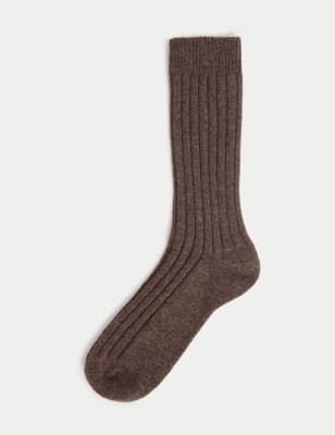 

Mens Autograph Cashmere Rich Ribbed Socks - Mole, Mole