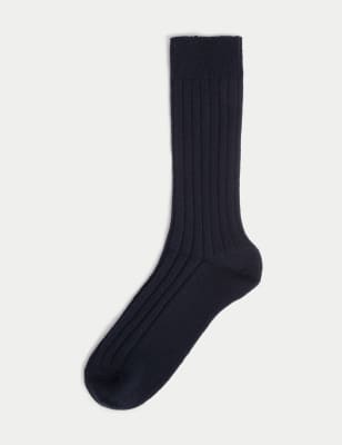 

Mens Autograph Cashmere Rich Ribbed Socks - Navy, Navy