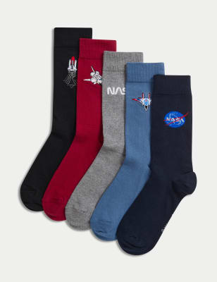 

Mens M&S Collection 5pk NASA™ Cotton Rich Socks - Navy Mix, Navy Mix