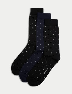 

Mens Autograph Geometric Merino Wool Blend Socks - Black Mix, Black Mix