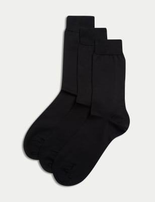 

Mens Autograph 3pk Pure Cotton Socks - Black, Black