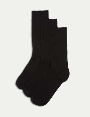 

Mens M&S Collection 3pk Heatgen Light Thermal Gentle Grip Socks - Black, Black