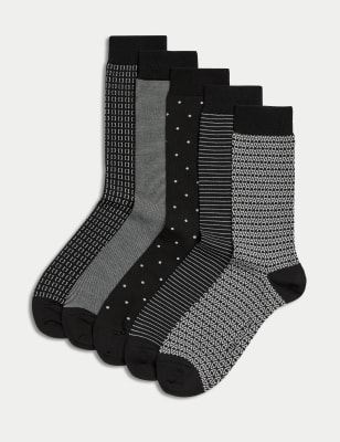 

Mens Autograph 5pk Assorted Modal Pima Cotton Socks - Black Mix, Black Mix