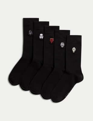 

Mens M&S Collection 5er-Pack Socken mit hohem Baumwollanteil und Star Wars-Motiv - Black Mix, Black Mix