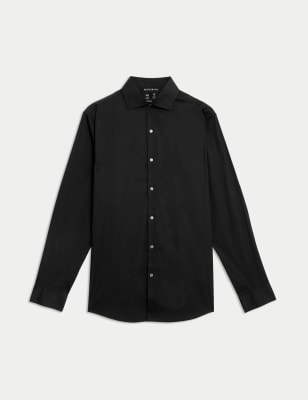 

Mens Autograph Slim Fit Easy Iron Performance Shirt - Black, Black