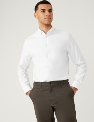 

Mens M&S Collection Regular Fit Stretch Textured Shirt - White, White