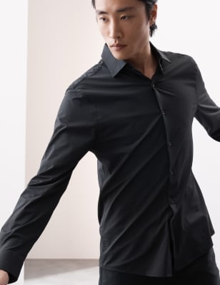 

Mens Autograph Slim Fit Super Stretch Printed Shirt - Black Mix, Black Mix