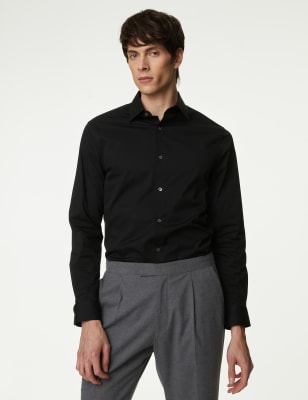 

Mens Autograph Slim Fit Cotton Blend Stretch Shirt - Black, Black