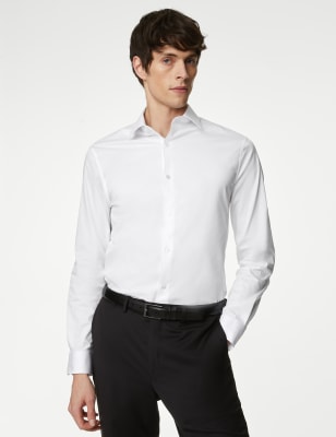 

Mens Autograph Stretch-Hemd aus Baumwollmischgewebe mit schmaler Passform - White, White
