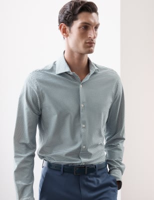

Mens Autograph Tailored Fit Stretch Performance Shirt, Blue Mix