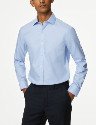 

Mens M&S Collection Regular Fit Ultimate Non Iron Cotton Shirt - Blue, Blue