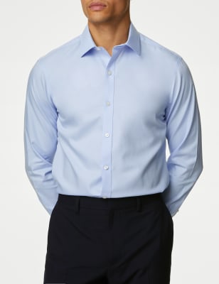 

M&S Collection Camisa ajustada de algodón sin planchadoMens - Blue, Blue