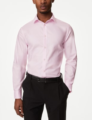 

Mens M&S Collection Slim Fit Non Iron Pure Cotton Twill Shirt - Light Pink, Light Pink