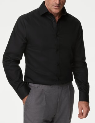 

Mens M&S Collection Slim Fit Non Iron Pure Cotton Twill Shirt - Black, Black