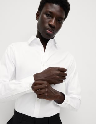 

Mens M&S Collection Slim Fit Non Iron Pure Cotton Twill Shirt - White, White