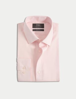 

Mens M&S Collection Regular Fit Non Iron Pure Cotton Twill Shirt - Pale Pink, Pale Pink