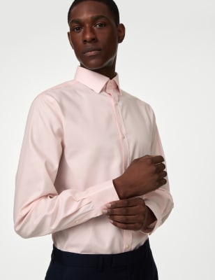 

Mens M&S Collection Regular Fit Non Iron Pure Cotton Twill Shirt - Pale Pink, Pale Pink