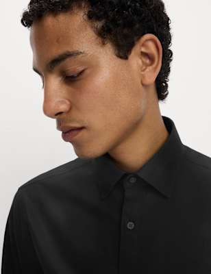 

Mens M&S Collection Regular Fit Ultimate Non Iron Cotton Shirt, Black