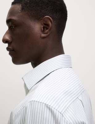 

Mens M&S Collection Regular Fit Ultimate Non Iron Cotton Striped Shirt, Green Mix