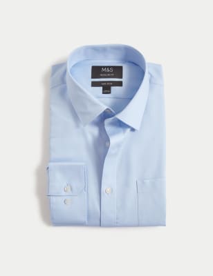 

Mens M&S Collection Regular Fit Non Iron Pure Cotton Shirt - Sky Blue, Sky Blue