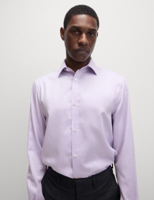 

Mens M&S Collection Regular Fit Non Iron Pure Cotton Textured Shirt, Lilac