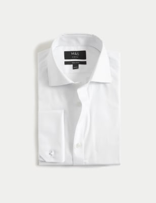 

Mens M&S Collection Slim Fit Pure Cotton Double Cuff Shirt - White, White
