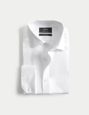 

Mens M&S Collection Regular Fit Pure Cotton Double Cuff Twill Shirt - White, White