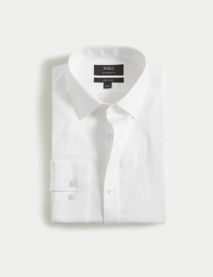 

Mens M&S Collection Regular Fit Non Iron Pure Cotton Sateen Shirt - White, White