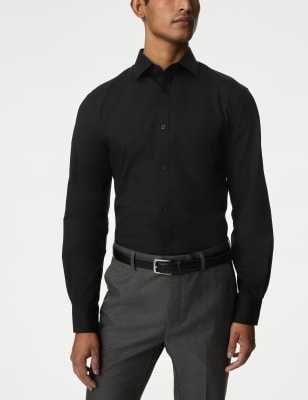 

M&S Collection Camisa de corte ajustado de planchado fácil con algodónMens - Black, Black