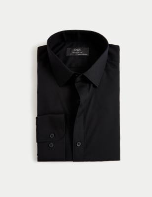 

Mens M&S Collection Regular Fit Easy Iron Cotton Blend Shirt - Black, Black