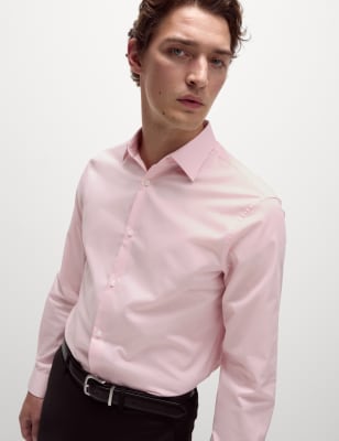 

Mens M&S Collection Regular Fit Easy Iron Pure Cotton Shirt - Light Pink, Light Pink