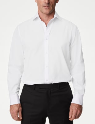 

Mens M&S Collection Regular Fit Cotton Blend Double Cuff Shirt - White, White