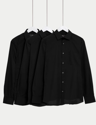 

Mens M&S Collection 3pk Regular Fit Easy Iron Long Sleeve Shirts - Black, Black