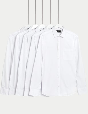 

Mens M&S Collection 5pk Slim Fit Easy Iron Long Sleeve Shirts - White Mix, White Mix