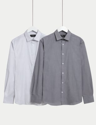 

M&S Collection Pack de 2 camisas de manga larga de ajuste estándar de planchado fácilMens - Black Mix, Black Mix