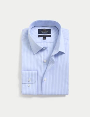

Mens M&S SARTORIAL Normal geschnittenes Hemd aus edler Baumwolle mit Streifenmuster - Blue Mix, Blue Mix