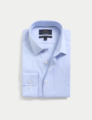 

Mens M&S SARTORIAL Regular Fit Luxury Cotton Stripe Shirt - Blue Mix, Blue Mix