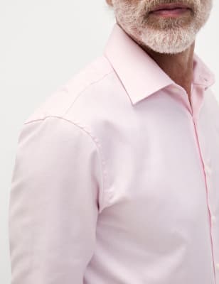 

Mens M&S SARTORIAL Regular Fit Luxury Pure Cotton Textured Shirt - Pink, Pink